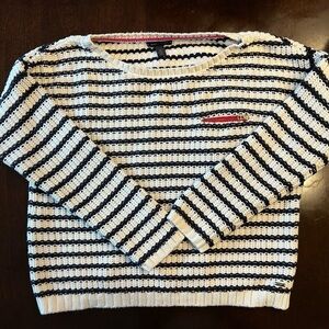 Tommy Hilfiger Navy and White Striped Sweater